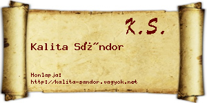 Kalita Sándor névjegykártya